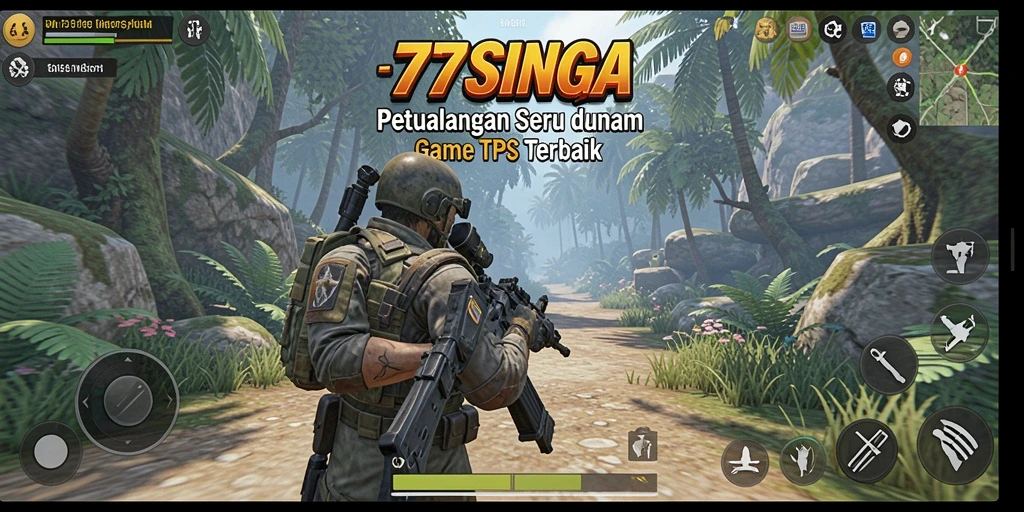 Screenshot menunjukkan aksi seru dari gameplay TPS 77SINGA.