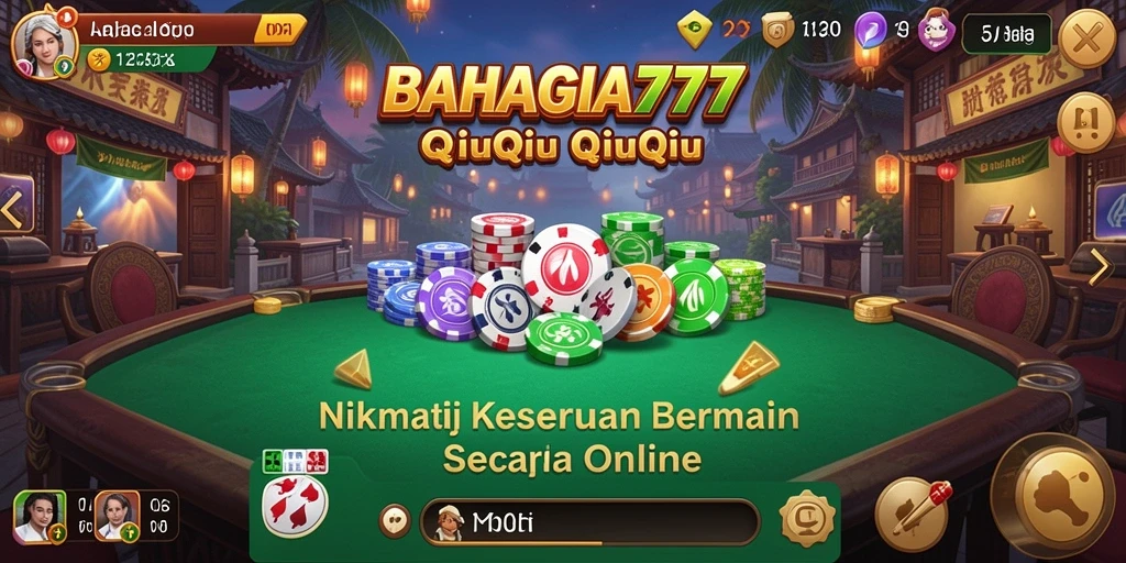 Tampilan gameplay menarik dalam BAHAGIA777 dengan suasana permainan QiuQiu.