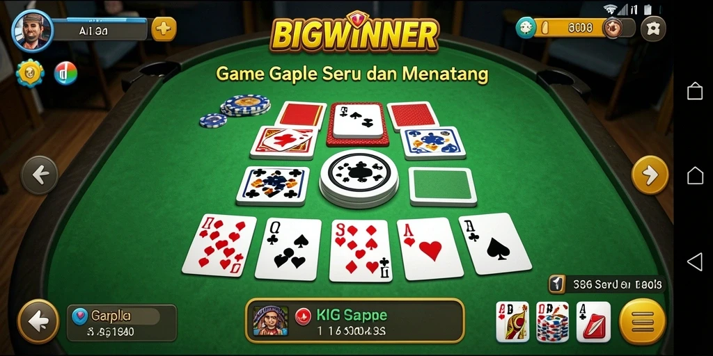Tampilan gameplay <strong>BIGWINNER</strong> yang menampilkan permainan Gaple yang menarik.