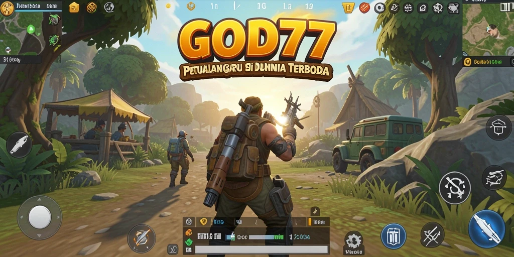 Tampilan gameplay seru di dunia terbuka GOD77.
