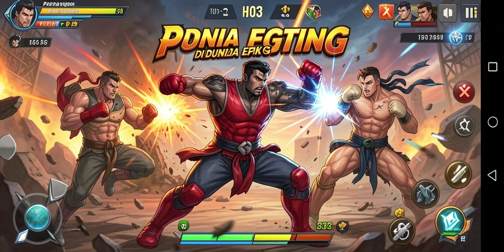 Screenshot H03 menampilkan karakter bertarung dengan animasi dinamis yang memikat.