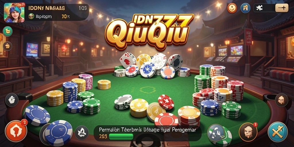 Tangkapan layar permainan QiuQiu IDN777 dengan grafis yang menarik.