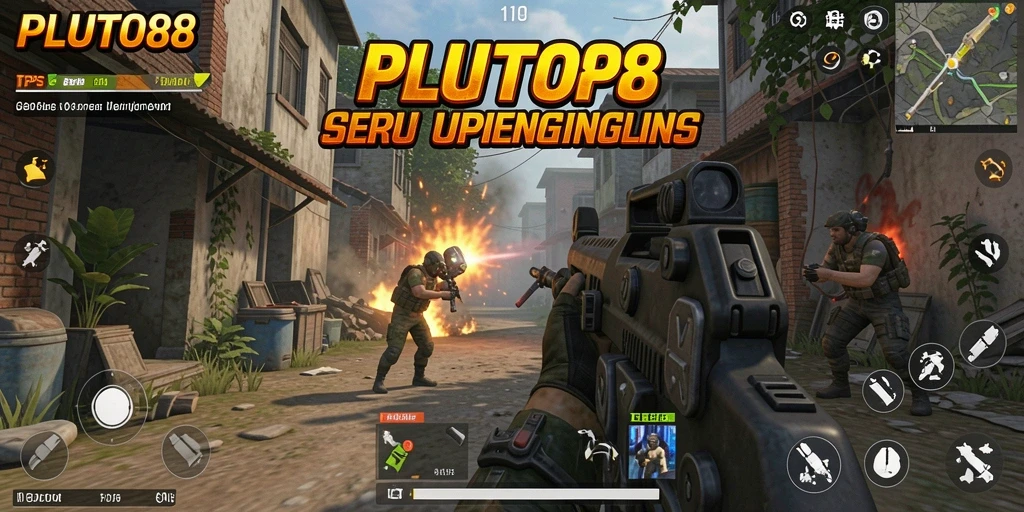 Tampilan gameplay intens dari game TPS PLUTO88.
