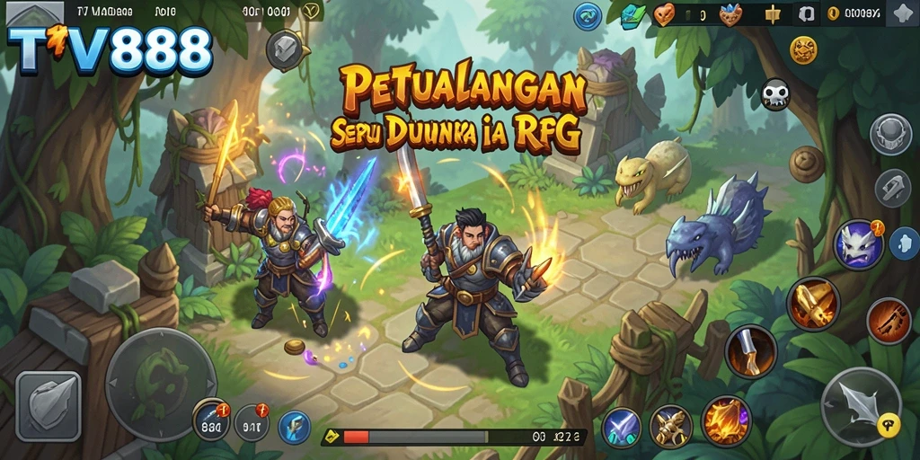 Tangkapan layar dari gameplay RPG yang mendebarkan di TV888.